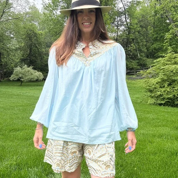 NEW Greek Archaic Kori Mao Collar Long Sleeve Shirt - Picture 3 of 14